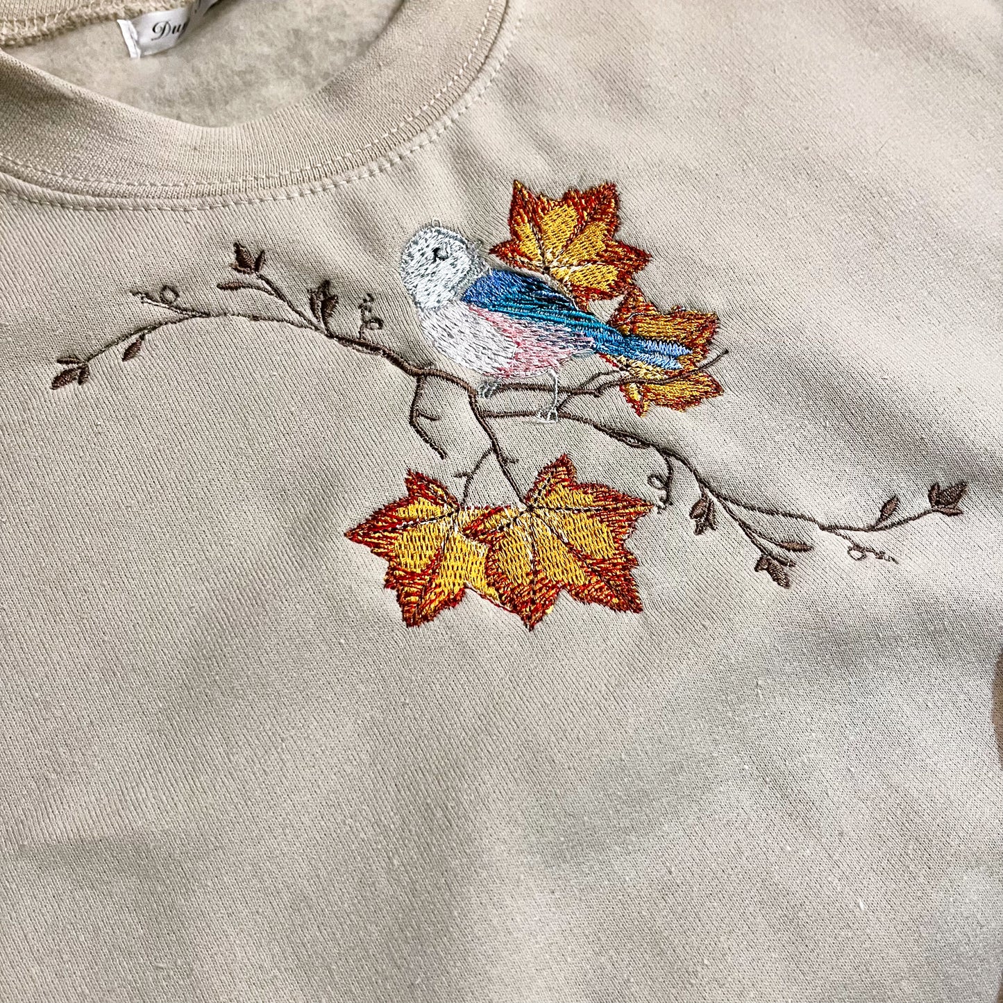 One is a Bird - Embroidered Sand Crewneck - MADE TO ORDER