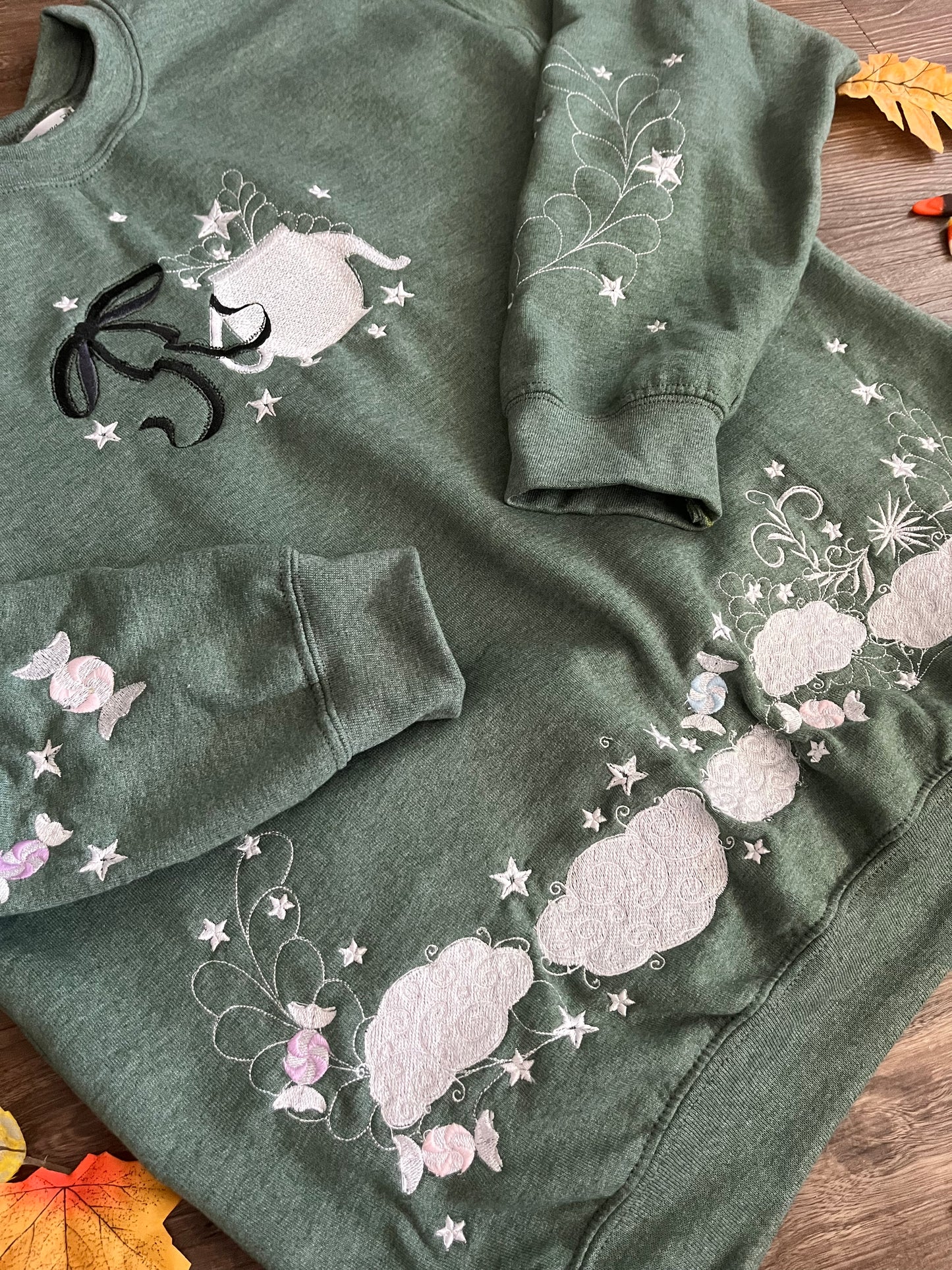 Nice & Fine - Embroidered Heather Green Crewneck - MADE TO ORDER